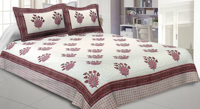 Mael Pink Abstract 150 TC Cotton Double Size Bedsheet with 2 Pillow Covers (Pink, Double Size) by Urban Ladder - Front View Design 1 - 479040