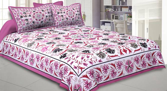 Sofiane Pink Abstract 150 TC Cotton Double Size Bedsheet with 2 Pillow Covers (Pink, Double Size) by Urban Ladder - Front View Design 1 - 479042
