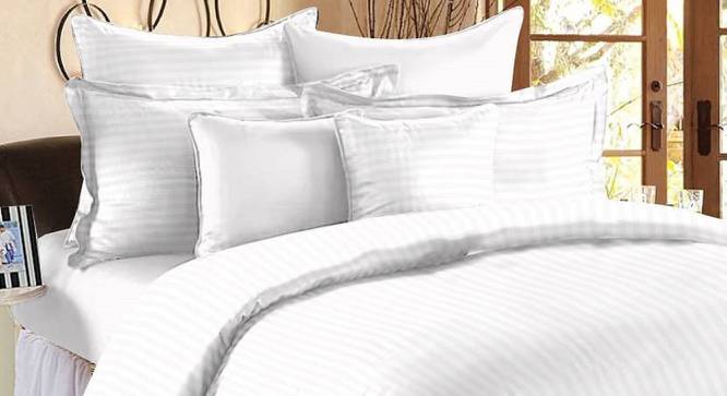 Adem White Absract 210 TC Cotton Double Size Bedsheet with 2 Pillow Covers (White, Double Size) by Urban Ladder - Front View Design 1 - 479044
