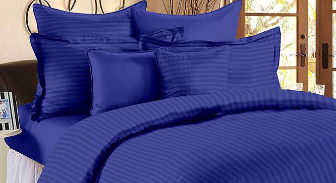 Adem Royal Blue Absract 210 TC Cotton Double Size Bedsheet with 2 Pillow Covers (Royal Blue, Double Size) by Urban Ladder - Front View Design 1 - 479045