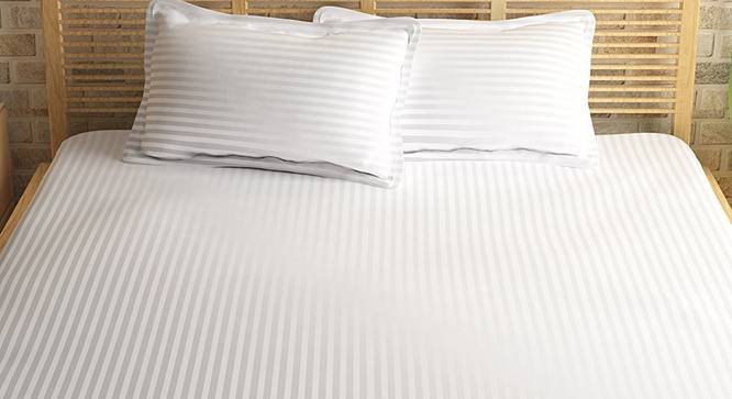 Adem White Absract 210 TC Cotton Double Size Bedsheet with 2 Pillow Covers (White, Double Size) by Urban Ladder - Cross View Design 1 - 479054