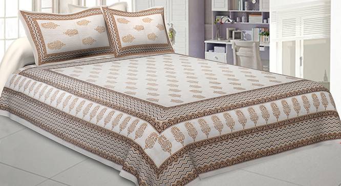 Felix Cream Abstract 180 TC Cotton Double Size Bedsheet with 2 Pillow Covers (Cream, Double Size) by Urban Ladder - Front View Design 1 - 479089