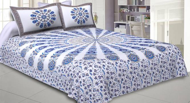 Dimitri Blue Abstract 180 TC Cotton Double Size Bedsheet with 2 Pillow Covers (Blue, Double Size) by Urban Ladder - Front View Design 1 - 479092