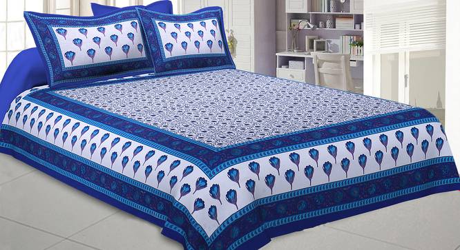 Tao Blue Abstract 180 TC Cotton Double Size Bedsheet with 2 Pillow Covers (Blue, Double Size) by Urban Ladder - Front View Design 1 - 479126