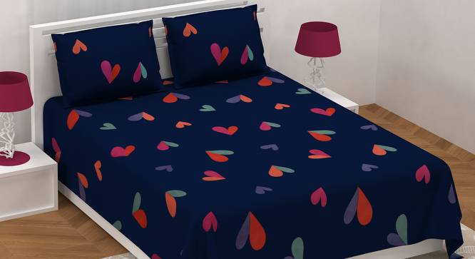 Sandro Blue Abstract 180 TC Cotton Double Size Bedsheet with 2 Pillow Covers (Blue, Double Size) by Urban Ladder - Front View Design 1 - 479132