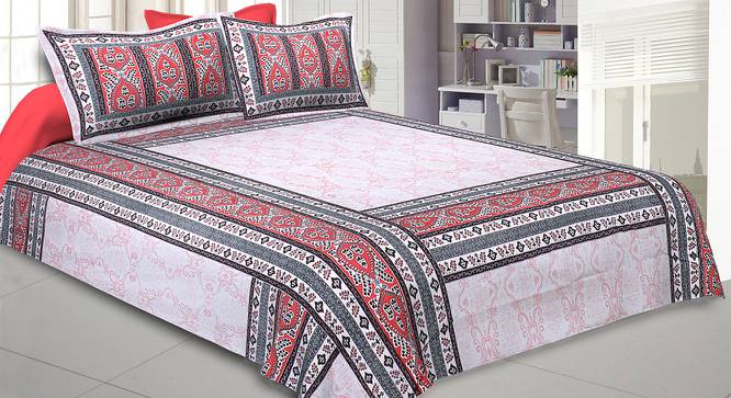 Matthias Red Abstract 180 TC Cotton Double Size Bedsheet with 2 Pillow Covers (Red, Double Size) by Urban Ladder - Front View Design 1 - 479167