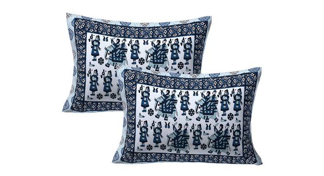 Max Blue Abstract 180 TC Cotton Double Size Bedsheet with 2 Pillow Covers (Blue, Double Size) by Urban Ladder - Cross View Design 1 - 479206