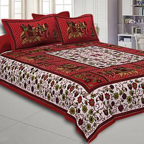 Bed Sheet Designs Design Maroon Abstract 180 TC Cotton Double Size Bedsheet