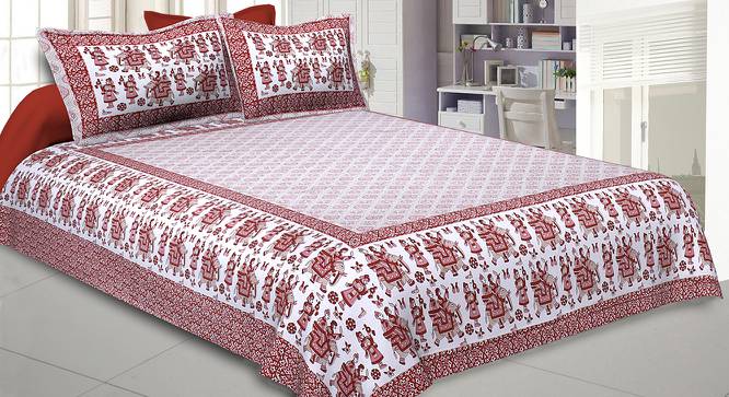 Max Red Abstract 180 TC Cotton Double Size Bedsheet with 2 Pillow Covers (Red, Double Size) by Urban Ladder - Front View Design 1 - 479234