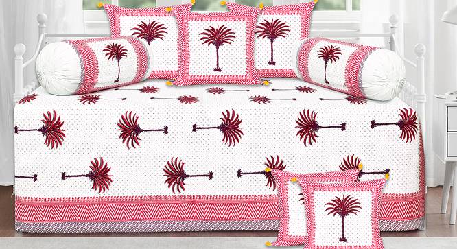 Zhuri Dark Pink Absract 180 TC Cotton Diwan Set - Set of 8 (Dark Pink) by Urban Ladder - Front View Design 1 - 479273