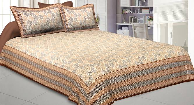 Olivier Brown Abstract 180 TC Cotton Double Size Bedsheet with 2 Pillow Covers (Brown, Double Size) by Urban Ladder - Front View Design 1 - 479430