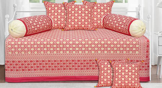 Elijah Pink Absract 180 TC Cotton Diwan Set - Set of 8 (Pink) by Urban Ladder - Front View Design 1 - 479482