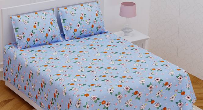 Melvyn Sky Blue Abstract 180 TC Cotton Double Size Bedsheet with 2 Pillow Covers (Sky Blue, Double Size) by Urban Ladder - Front View Design 1 - 479570