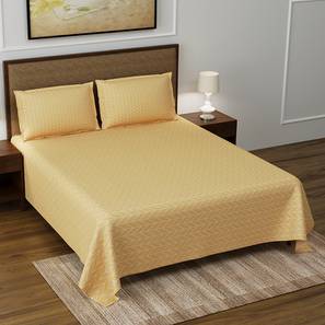 Decor Bonanza Design Leonard Cream Abstract 180 TC Cotton Double Size Bedsheet with 2 Pillow Covers (Cream, Double Size)