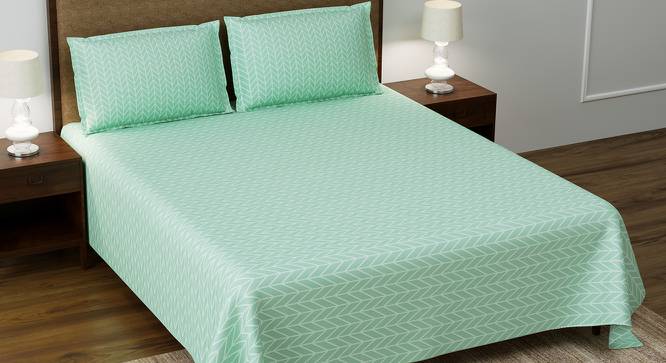 Leonard Pista Green Abstract 180 TC Cotton Double Size Bedsheet with 2 Pillow Covers (Double Size, Pista Green) by Urban Ladder - Front View Design 1 - 479605