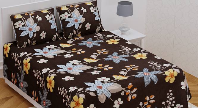 Leonard Dark Brown Abstract 180 TC Cotton Double Size Bedsheet with 2 Pillow Covers (Dark Brown, Double Size) by Urban Ladder - Front View Design 1 - 479607