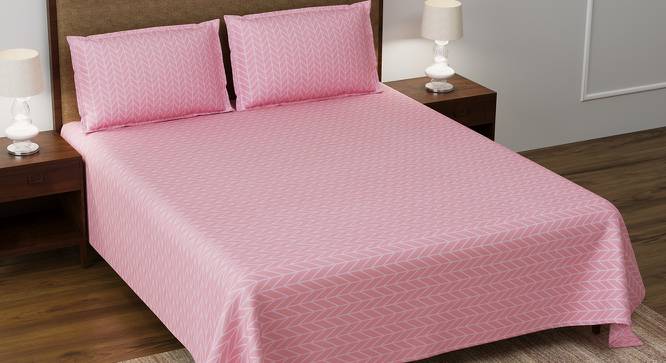 Leonard Baby Pink Abstract 180 TC Cotton Double Size Bedsheet with 2 Pillow Covers (Double Size, Baby Pink) by Urban Ladder - Front View Design 1 - 479635