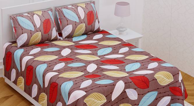 Joan Brown Abstract 180 TC Cotton Double Size Bedsheet with 2 Pillow Covers (Brown, Double Size) by Urban Ladder - Front View Design 1 - 479637