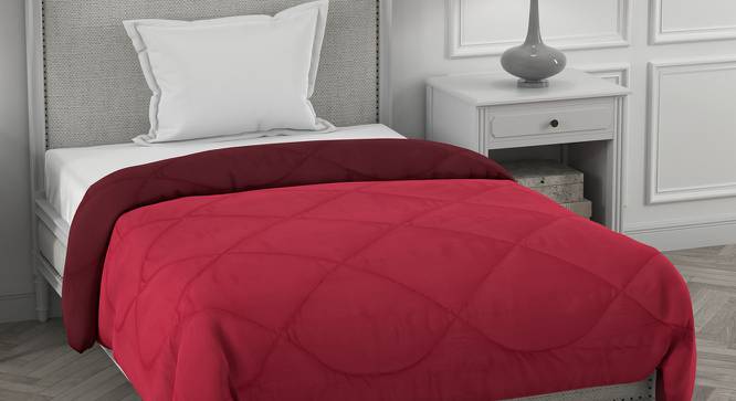 Ekiya Maroon-Pink Solid 250 GSM Microfiber Single Bed Comforter (Single Size, Maroon & Pink) by Urban Ladder - Front View Design 1 - 479671
