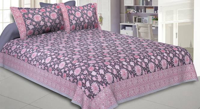 Auguste Grey Abstract 180 TC Cotton Double Size Bedsheet with 2 Pillow Covers (Grey, Double Size) by Urban Ladder - Front View Design 1 - 479676