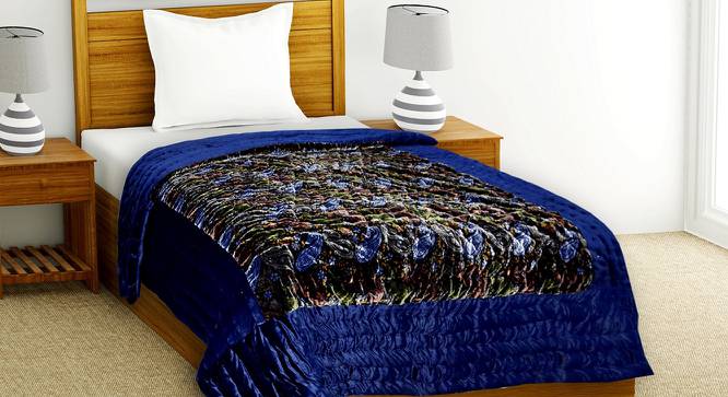 Falak Blue Absract 200 GSM Velvet Single Bed Quilt (Blue, Single Size) by Urban Ladder - Front View Design 1 - 479681