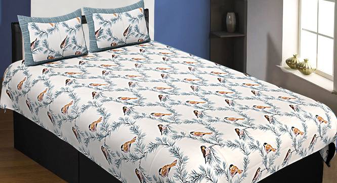 Lindel White Abstract 180 TC Cotton Single Size Bedsheet with 2 Pillow Covers (White, Single Size) by Urban Ladder - Front View Design 1 - 479740