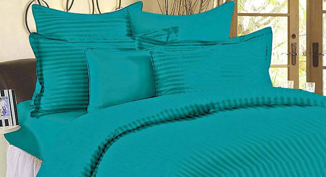 Adem Aqua Turquoise Absract 210 TC Cotton Double Size Bedsheet with 2 Pillow Covers (Double Size, Aqua Turquoise) by Urban Ladder - Front View Design 1 - 479765
