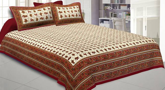 Octave Maroon Abstract 180 TC Cotton Double Size Bedsheet with 2 Pillow Covers (Maroon, Double Size) by Urban Ladder - Front View Design 1 - 479768