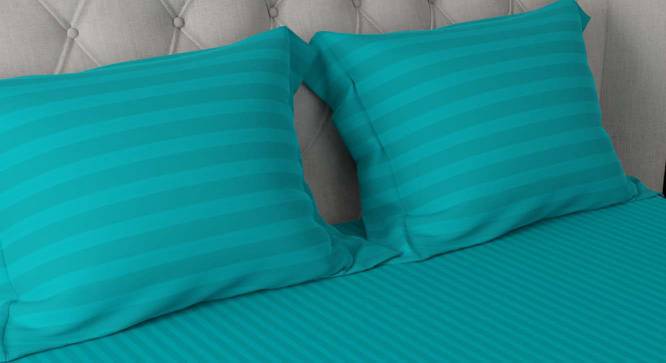 Adem Aqua Turquoise Absract 210 TC Cotton Double Size Bedsheet with 2 Pillow Covers (Double Size, Aqua Turquoise) by Urban Ladder - Cross View Design 1 - 479776
