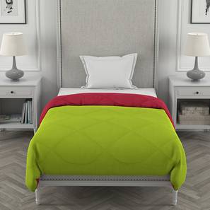 Comforters Design Dark Pink & Parrot Green Solids 250 GSM Microfiber Single Size Comforter