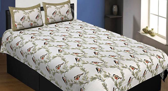 Lindel Green Abstract 180 TC Cotton Single Size Bedsheet with 2 Pillow Covers (Green, Single Size) by Urban Ladder - Front View Design 1 - 479810