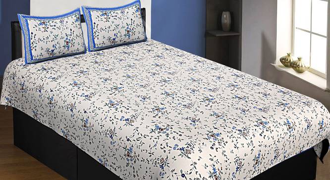 Earle Blue Abstract 180 TC Cotton Single Size Bedsheet with 2 Pillow Covers (Blue, Single Size) by Urban Ladder - Front View Design 1 - 479811