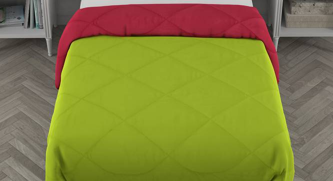 Ekiya Dark Pink-Parrot Green Solid 250 GSM Microfiber Single Bed Comforter (Single Size, Dark Pink & Parrot Green) by Urban Ladder - Cross View Design 1 - 479814