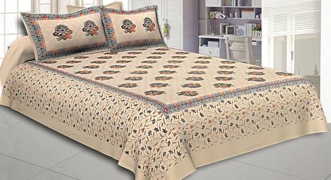 Gregory Cream Abstract 180 TC Cotton Double Size Bedsheet with 2 Pillow Covers (Cream, Double Size) by Urban Ladder - Front View Design 1 - 479840