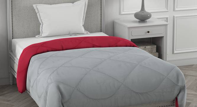Ekiya Dark Pink-Smoke White Solid 250 GSM Microfiber Single Bed Comforter (Grey, Single Size) by Urban Ladder - Front View Design 1 - 479869