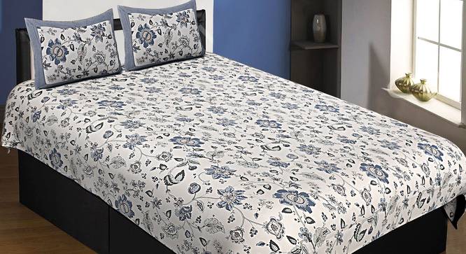 Burgundy Blue Abstract 180 TC Cotton Single Size Bedsheet with 2 Pillow Covers (Blue, Single Size) by Urban Ladder - Front View Design 1 - 479877