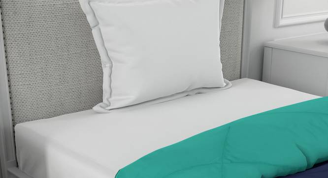 Ekiya Navy Blue-Aqua Green Solid 250 GSM Microfiber Single Bed Comforter (Single Size, Navy Blue & Aqua Green) by Urban Ladder - Cross View Design 1 - 479880