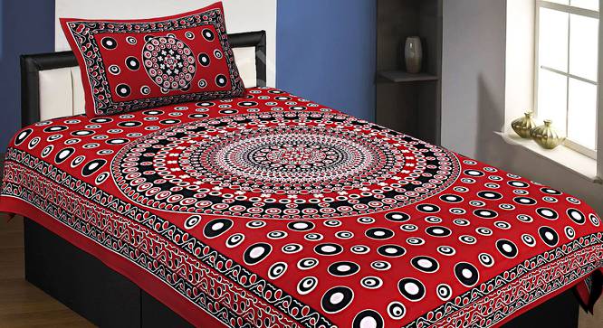 Yorick Maroon Abstract 120 TC Cotton Single Size Bedsheet with 1 Pillow Cover (Maroon, Single Size) by Urban Ladder - Front View Design 1 - 479940
