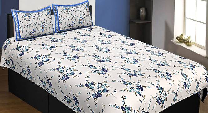Kingman Blue Abstract 180 TC Cotton Single Size Bedsheet with 2 Pillow Covers (Blue, Single Size) by Urban Ladder - Front View Design 1 - 479943