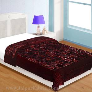 Quilt Design Falak Maroon Absract 200 GSM Velvet Single Bed Quilt (Maroon, Single Size)