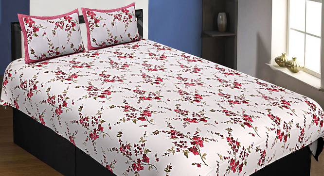 Kingman White Abstract 180 TC Cotton Single Size Bedsheet with 2 Pillow Covers (White, Single Size) by Urban Ladder - Front View Design 1 - 479970