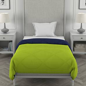 Comforters Design Navy Blue & Parrot Green Solids 250 GSM Microfiber Single Size Comforter
