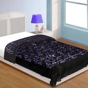 Quilt Design Falak Black Absract 200 GSM Velvet Single Bed Quilt (Black, Single Size)