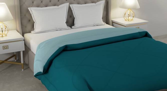 Falguni Ocean Blue-Teal Blue Solid 250 GSM Microfiber Double Bed Comforter (Double Size, Ocean Blue & Teal Blue) by Urban Ladder - Front View Design 1 - 480009