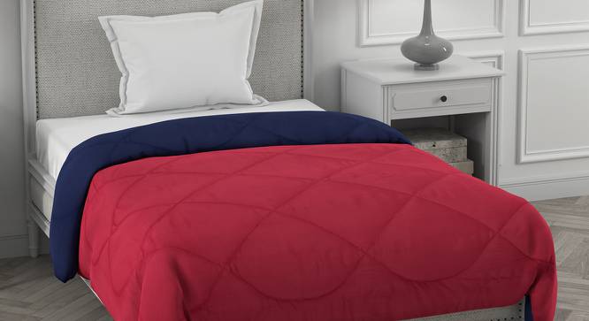 Ekiya Dark Pink-Navy Blue Solid 250 GSM Microfiber Single Bed Comforter (Single Size, Dark Pink & Navy Blue) by Urban Ladder - Front View Design 1 - 480011