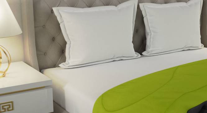 Falguni Dark Grey - Lemon Green Solid 250 GSM Microfiber Double Bed Comforter (Grey, Double Size) by Urban Ladder - Cross View Design 1 - 480022