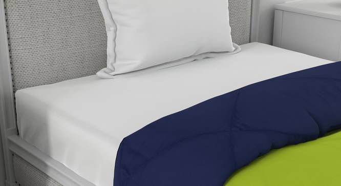 Ekiya Navy Blue-Parrot Green Solid 250 GSM Microfiber Single Bed Comforter (Single Size, Navy Blue & Parrot Green) by Urban Ladder - Cross View Design 1 - 480027