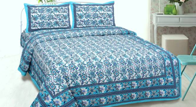 Elliot Blue Abstract 180 TC Cotton Double Size Bedsheet with 2 Pillow Covers (Blue, Double Size) by Urban Ladder - Front View Design 1 - 480055