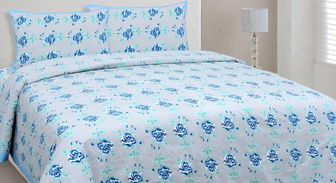 Tim Blue Abstract 180 TC Cotton Double Size Bedsheet with 2 Pillow Covers (Blue, Double Size) by Urban Ladder - Cross View Design 1 - 480060