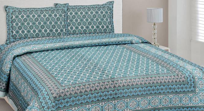 Marce; Blue Abstract 180 TC Cotton Double Size Bedsheet with 2 Pillow Covers (Blue, Double Size) by Urban Ladder - Front View Design 1 - 480087